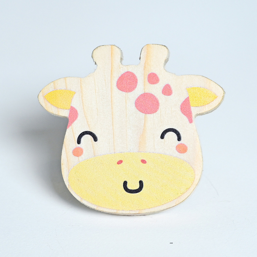 Handmade Pine Wood Giraffe Face Kids Furniture Knob
